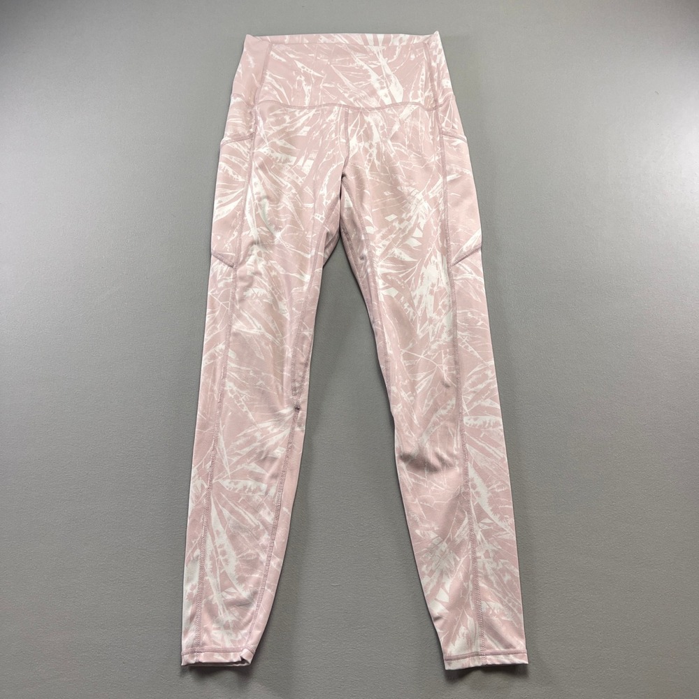 Ododos Athletic Leggings Womens Medium Light Pink Abstract Leaf Yoga Workout